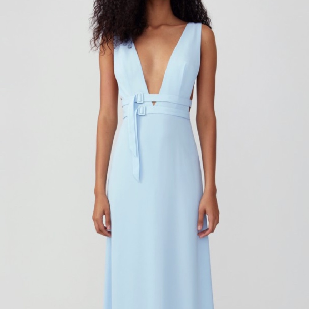 Fame and Partners Double Buckle Slim Midi Dress